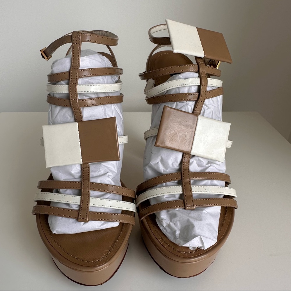 Louis Vuitton Beige and White Platform Sandals - Picture 6 of 10